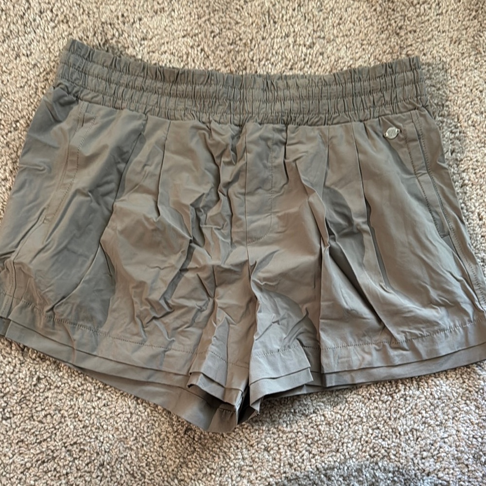 Gray Athletic Shorts with Elastic Waistband and Drawstring
